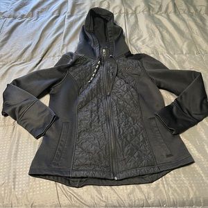 Fila Sport Woman’s Quilted Fleece Zip Up Hooded Embroidered Logo Size Small